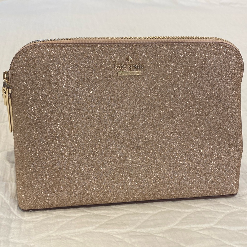 Kate Spade Pink Glitter Cosmetic Bag